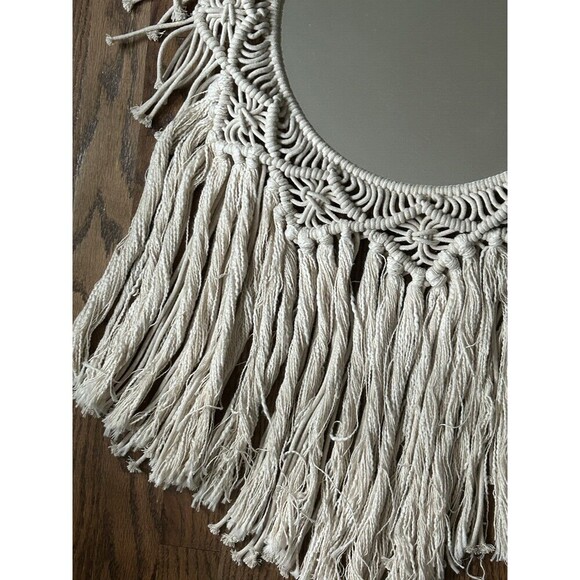 Opalhouse Boho Hand Woven Macrame Mirror Wall Hanging Decor Crochet Tassel - Picture 4 of 7